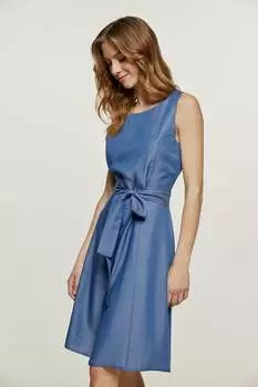 Платье без рукавов с поясом и планкой на пуговицах Conquista, синий