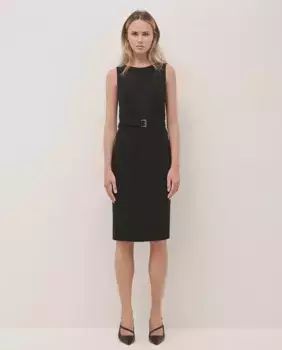 Платье без рукавов с поясом из отрезного трикотажа Roberto Verino, черный