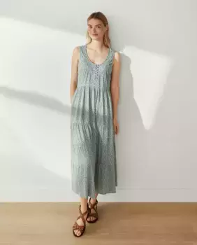 Платье без рукавов с пуговицами Southern Cotton, зеленый