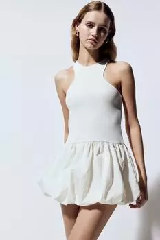 Платье без рукавов с пышной юбкой H&M, бежевый
