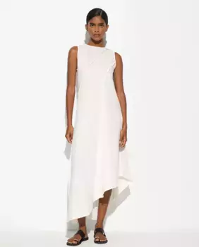 Платье без рукавов с расклешенными краями и строчкой Parfois, белый