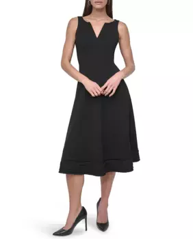 Платье без рукавов с V-образным вырезом DKNY, чёрный