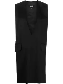 Платье без рукавов с V-образным вырезом MM6 Maison Margiela, черный