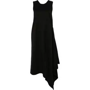 Платье без рукавов с V-образным вырезом на спине и драпировкой UMA WANG, черный