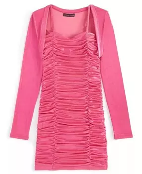 Платье без рукавов со сборками и комплект с плечами для больших девочек With Jules, розовый