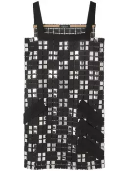 Платье без рукавов со вставками VERSACE, черный