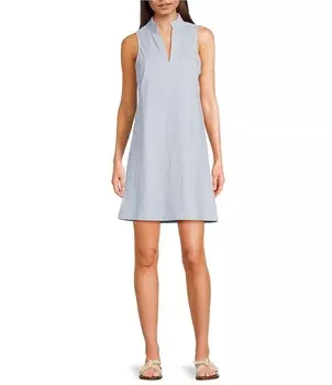 Платье без рукавов Southern Tide Adlyn из хлопчатобумажной ткани с разрезом и V-образным вырезом, синий