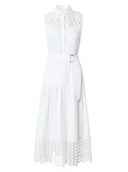 Платье без рукавов в горошек Akris punto, кремовый