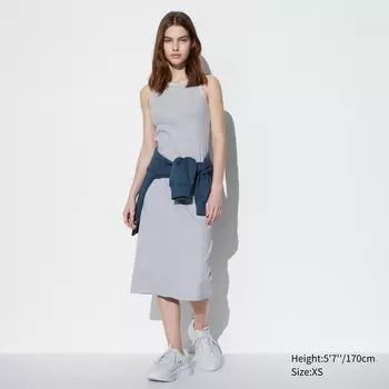 Платье без рукавов в ребрику UNIQLO, серый