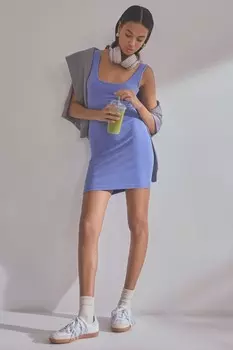 Платье без рукавов в рубчик Self., синий