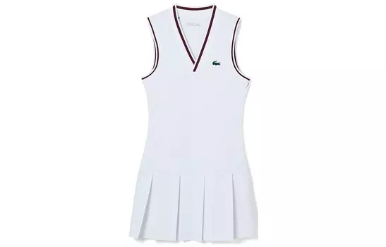 Платье без рукавов женское белое Lacoste