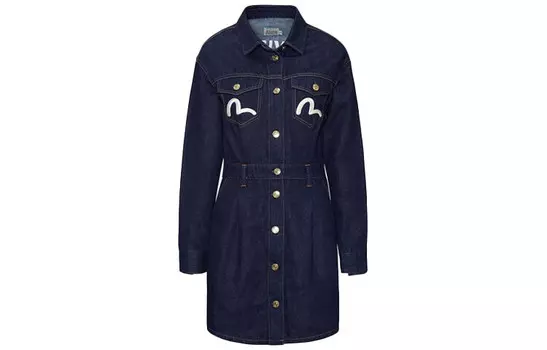 Платье без рукавов женское джинсовое синее Evisu