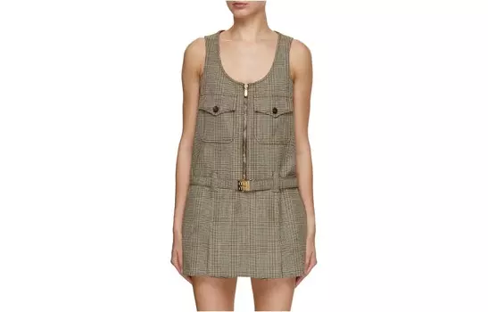 Платье без рукавов женское хаки Miu Miu