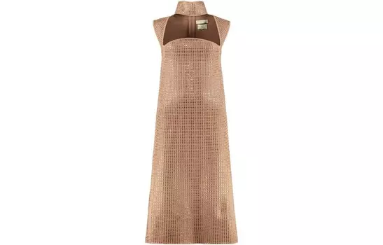 Платье без рукавов женское коричневое Bottega Veneta