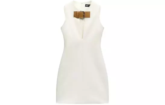 Платье без рукавов женское матово-белое Zara