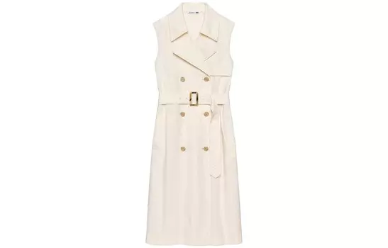 Платье без рукавов женское молочно-белое Uniqlo