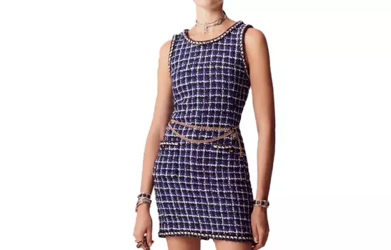 Платье без рукавов женское синее Chanel