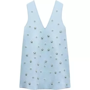 Платье без рукавов женское светло-голубое Zara