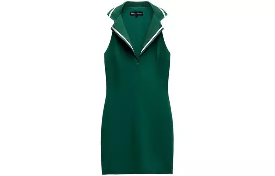 Платье без рукавов женское темно-зеленое Zara
