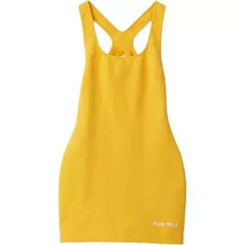Платье без рукавов женское желтое Miu Miu