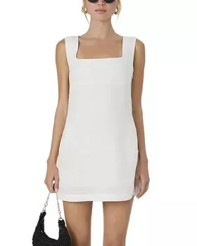 Платье Birdie из льняной смеси с квадратным вырезом FRENCH CONNECTION, белый