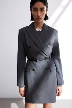 Платье-Блейзер с поясом H&M, серый