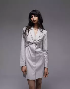 Платье-блейзер с запахом Topshop, серый