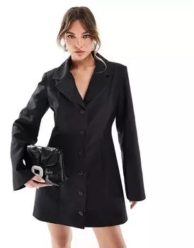 Платье-блейзер с застежкой-молнией черного цвета ASOS DESIGN