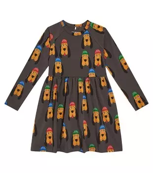 Платье bloodhound из хлопкового джерси Mini Rodini, серый