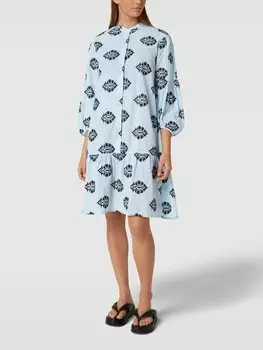 Платье-блуза с воротником-стойкой модель «Мила» 0039 Italy, синий