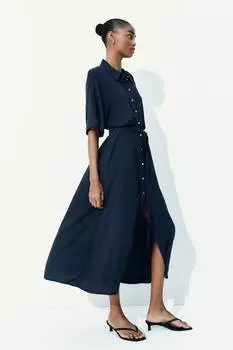 Платье-Блуза с завязывающимся поясом H&M, синий