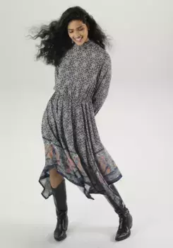 Платье-блузка Aniston CASUAL с широкой каймой на заостренном подоле - НОВАЯ КОЛЛЕКЦИЯ, терракотовый