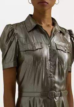 Платье-блузка BELTED METALLIC CHIFFON SHIRTDRESS Ralph Lauren, золото