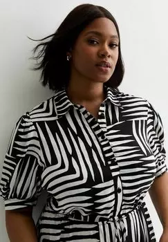 Платье-блузка Curves Abstract Pattern Midi New Look, черный