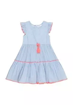 Платье-блузка, длина до колена, рукава-крылышки, детское Manguun, синий