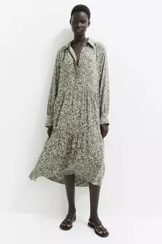 Платье-Блузка длины миди H&M, хаки
