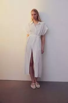 Платье-Блузка из смеси льна H&M, белый