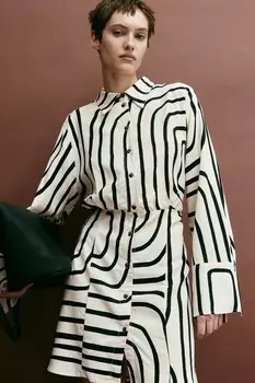 Платье-Блузка из смеси льна H&M, бежевый