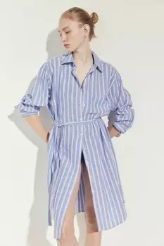 Платье-Блузка из смеси льна H&M, синий