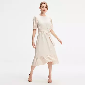 Платье-Блузка из вискозы с пышным подолом S&J Weekends, белый