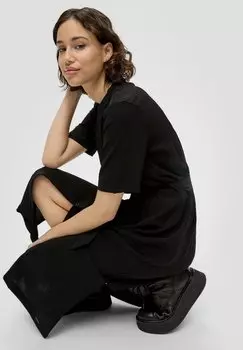 Платье-блузка Midi Mit Knopfleiste QS, черное