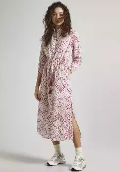 Платье-блузка Pepe Jeans "PAZ", с принтом по всей поверхности, с завязками, белый