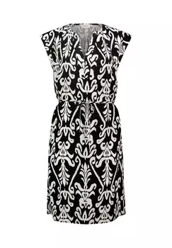 Платье-блузка, разрез горловины, рукава-крылышки, женское CARTOON, цвет 9818 Black-nature