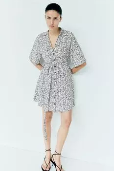 Платье-Блузка с поясом H&M, белый