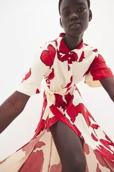 Платье блузка с поясом H&M, бежевый