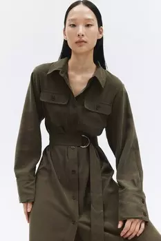 Платье блузка с поясом H&M, зеленый