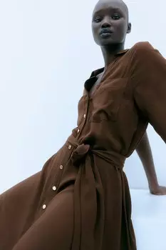 Платье блузка с поясом H&M, зеленый