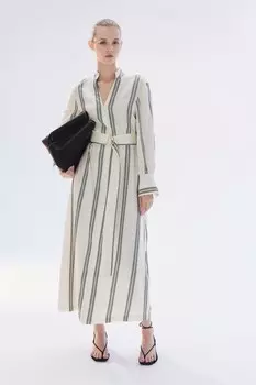 Платье-Блузка с поясом H&M, бежевый
