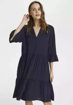 Платье-блузка Сен-Тропе "EdaSZ SOLID", с воланами и рюшами, из легкой вискозы Saint Tropez, цвет морской волны