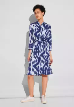 Платье-блузка STREET ONE, лен, цвет Deep Water Blue